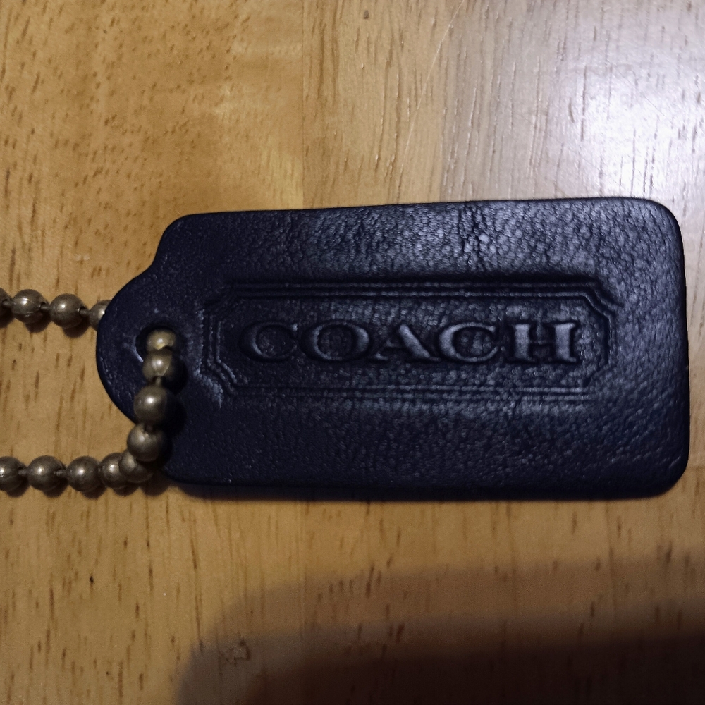 Vintage Coach Black Leather Replacement Hangtag Key fob Charm For Handbag Purse